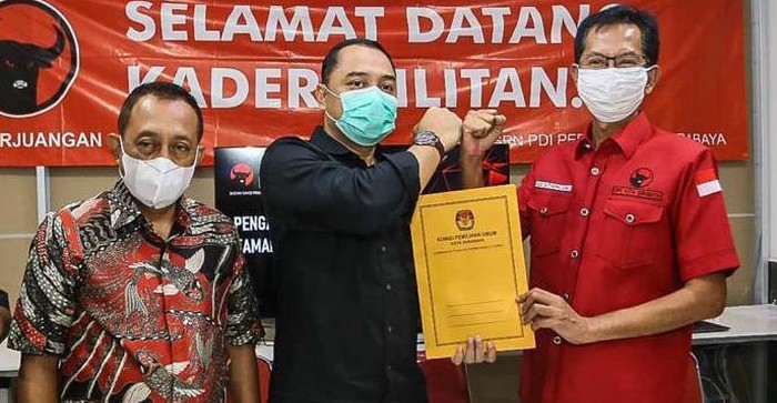 Eri Cahyadi dan Armuji mendapat ucapan selamat dari partai pengusungnya PDIP Surabaya jelang pelantikannya pada Jumat