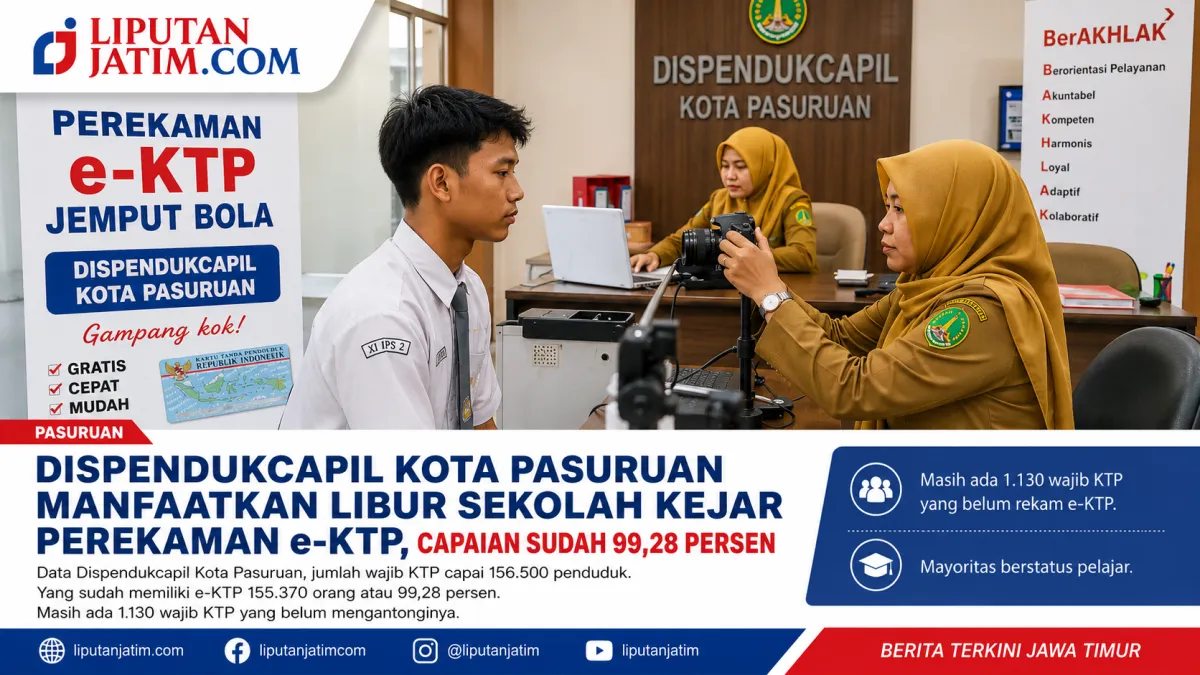 Capaian Perekaman e-KTP Kota Pasuruan Tembus 99,28 Persen, Dispendukcapil Manfaatkan Libur Sekolah untuk Kejar Target