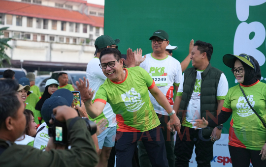 Abdul Halim Iskandar (Gus Hlaim) saat menghadiri PKB Run Fest 2026, Surabaya, Minggu (12/7/2026).